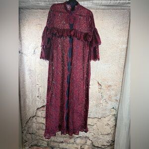 Elegant Red Lace Women's Dress vintage large.  A659